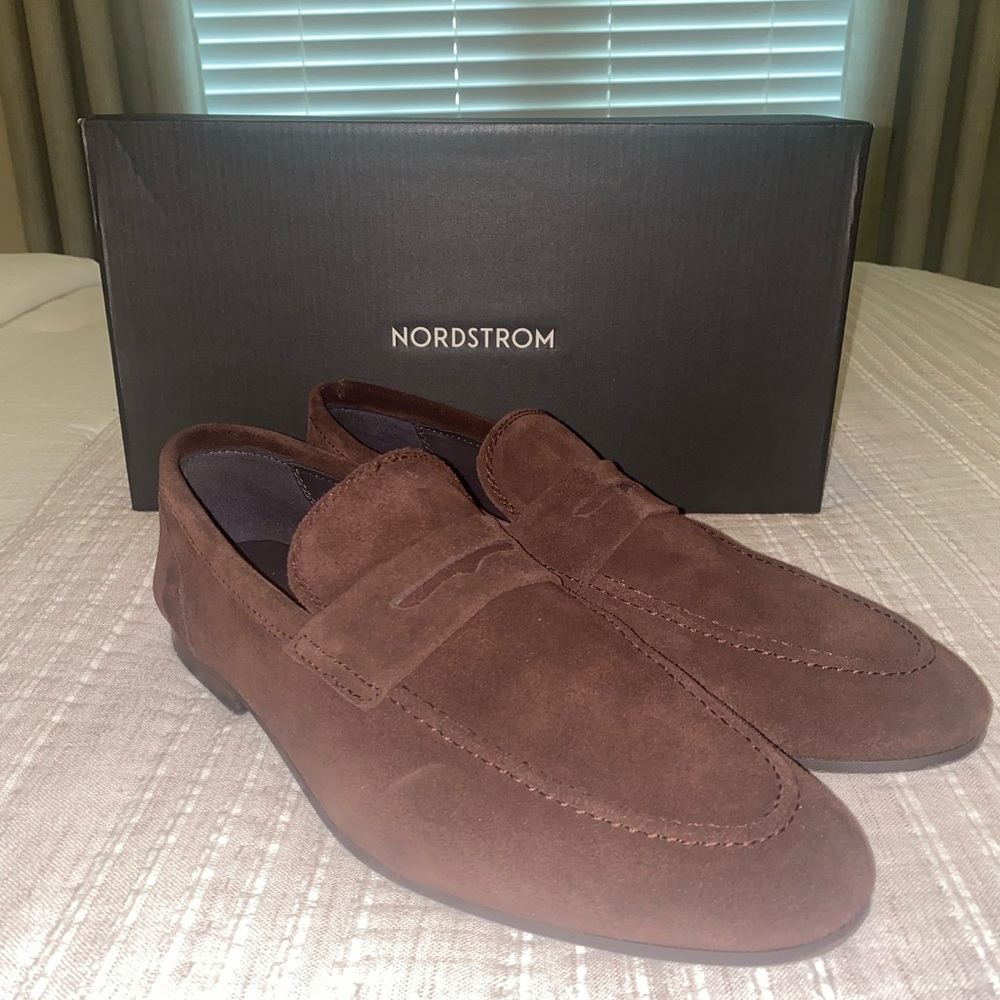Nordstrom Brown Suede Slip-On Loafers